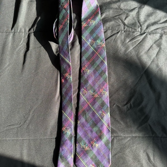 Ralph Lauren Tartan Silk Tie - Purple and Green - Picture 1 of 4